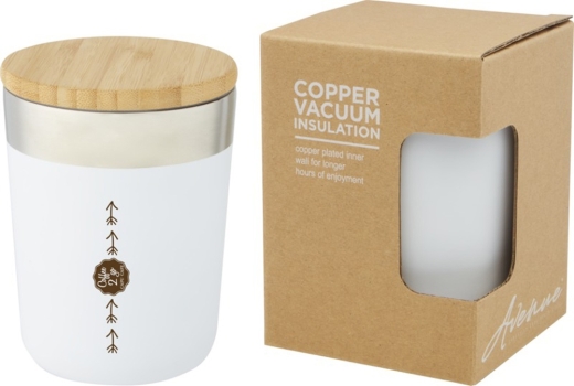 Изображение №6 | Кружка с вакуумной изоляцией и бамбуковой крышкой «Lagan» (белый/серебристый/натуральный)