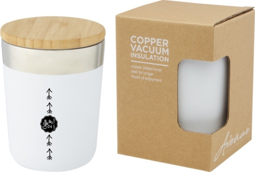 Изображение №7 | Кружка с вакуумной изоляцией и бамбуковой крышкой «Lagan» (белый/серебристый/натуральный)