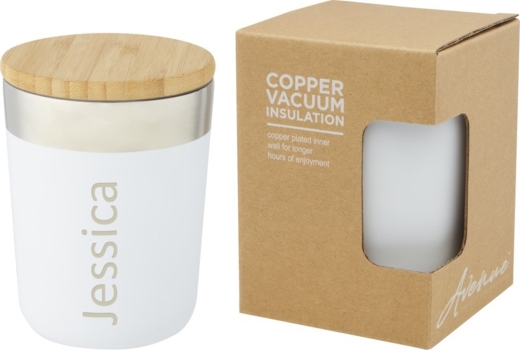 Изображение №8 | Кружка с вакуумной изоляцией и бамбуковой крышкой «Lagan» (белый/серебристый/натуральный)