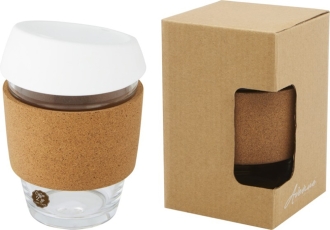 Изображение №7 | Стеклянный стакан с силиконовой крышкой и пробковой манжетой «Lidan» (прозрачный/белый/натуральный)