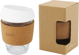 Изображение №8 | Стеклянный стакан с силиконовой крышкой и пробковой манжетой «Lidan» (прозрачный/белый/натуральный)