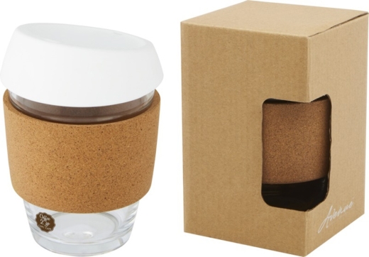 Изображение №7 | Стеклянный стакан с силиконовой крышкой и пробковой манжетой «Lidan» (прозрачный/белый/натуральный)