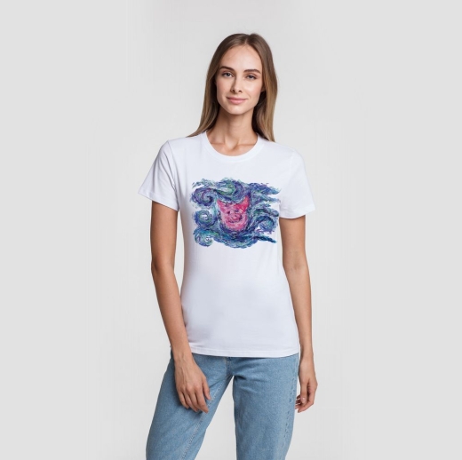 Изображение №1 | Футболка женская «Ван-Пиг», белый, размер S