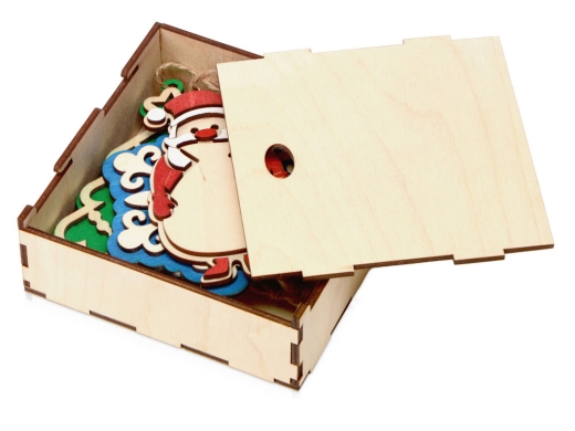 Изображение №1 | Набор с новогодними подвесками (натуральный, разноцветный)