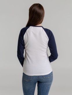 Изображение №5 | Футболка женская с длинным рукавом Milky LSL белая с темно-синим, размер S