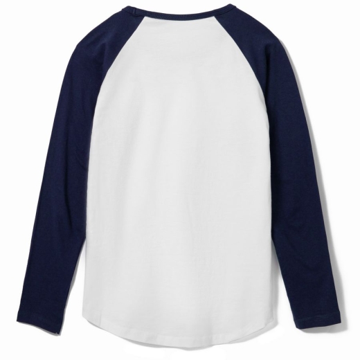 Изображение №2 | Футболка женская с длинным рукавом Milky LSL белая с темно-синим, размер S