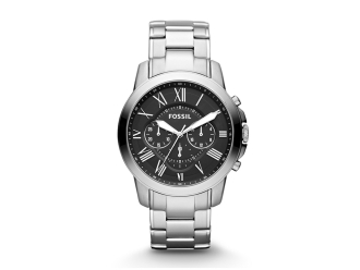 Изображение №1 | Часы наручные, мужские (корпус- серебристый, циферблат- черный, крепление- серебристый)