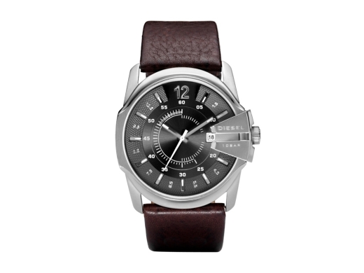 Изображение №1 | Часы наручные, мужские (корпус- стальной, циферблат- темно-серый, крепление- коричневый)