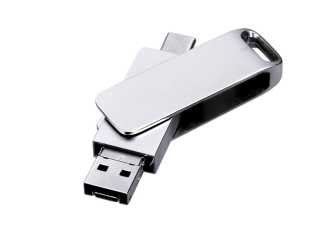 Изображение №1 | USB 3.0-флешка на 32 Гб 3-в-1 с разъемами Micro USB и USB-C 32Gb (серебристый)
