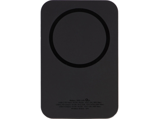 Изображение №3 | Магнитный беспроводной внешний аккумулятор с быстрой зарядкой QC/PD 20 Вт «MagnetIQ», 5000 mAh (черный)