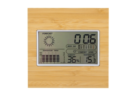 Изображение №2 | Бамбуковая метеостанция с часами «Moscow Heat» (натуральный/белый)