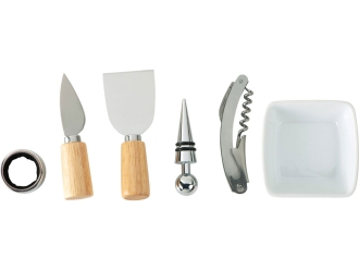 Изображение №3 | Набор для сыра и вина со съемной подставкой «Save time» (натуральный, белый, серебристый)