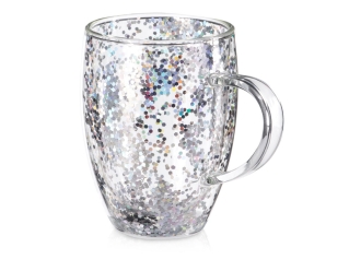 Изображение №1 | Кружка с двойными стенками с блестками «Festival» (прозрачный/серебристый)