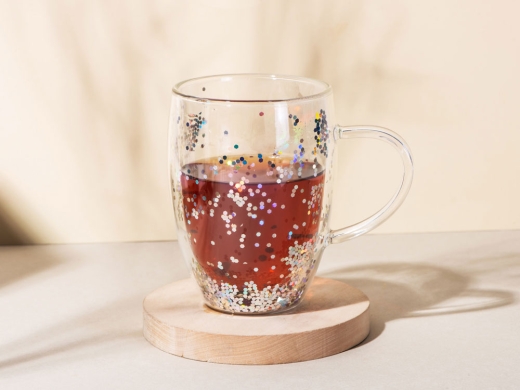 Изображение №5 | Кружка с двойными стенками с блестками «Festival» (прозрачный/серебристый)