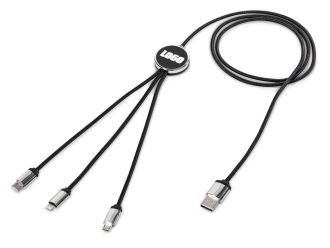 Изображение №1 | Кабель 3-в-1 с подсветкой логотипа «Ion» (черный, серый)