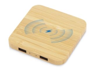 Изображение №1 | USB-хаб с беспроводной зарядкой из бамбука «Plato», 5 Вт (натуральный)