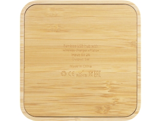 Изображение №5 | USB-хаб с беспроводной зарядкой из бамбука «Plato», 5 Вт (натуральный)