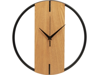 Изображение №2 | Деревянные часы с металлическим ободом «Time Wheel» (натуральный/черный)