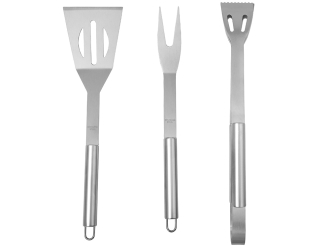 Изображение №10 | Набор для барбекю в кейсе: лопатка, щипцы, вилка «Salvy» (серебристый)