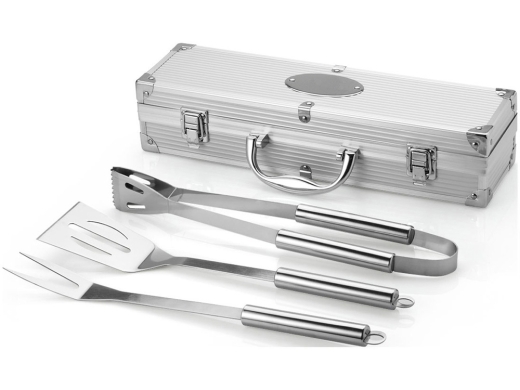 Изображение №1 | Набор для барбекю в кейсе: лопатка, щипцы, вилка «Salvy» (серебристый)