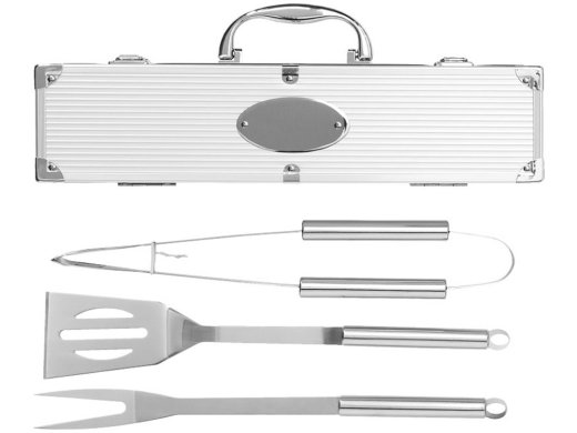 Изображение №3 | Набор для барбекю в кейсе: лопатка, щипцы, вилка «Salvy» (серебристый)
