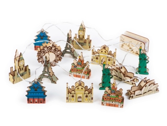 Изображение №2 | Ёлочная гирлянда с лампами в подарочной коробке «Достопримечательности мира» (разноцветный)