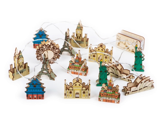 Изображение №2 | Ёлочная гирлянда с лампами в подарочной коробке «Достопримечательности мира» (разноцветный)