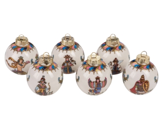 Изображение №2 | Набор новогодних шаров, 6 шт (белый, разноцветный)