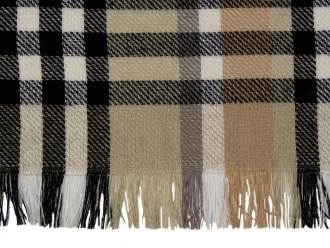 Изображение №2 | Плед «Liner» хлопковый с бахромой (бежевый, черный)