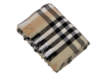 Изображение №4 | Плед «Liner» хлопковый с бахромой (бежевый, черный)