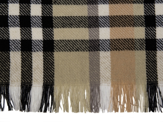 Изображение №2 | Плед «Liner» хлопковый с бахромой (бежевый, черный)