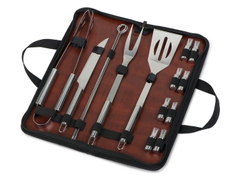 Изображение №1 | Набор для барбекю «Fabrizio» (комплектующие- серебристый, чехол- черный/коричневый)