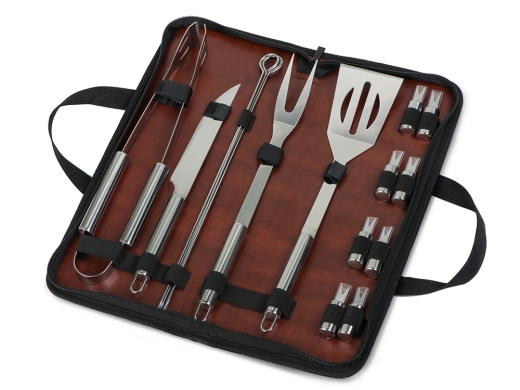 Изображение №1 | Набор для барбекю «Fabrizio» (комплектующие- серебристый, чехол- черный/коричневый)