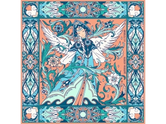 Изображение №1 | Платок «Царевна Лебедь» (синий, белый, розовый)