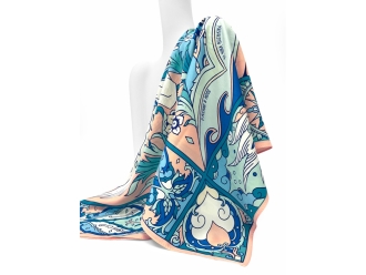 Изображение №5 | Платок «Царевна Лебедь» (синий, белый, розовый)