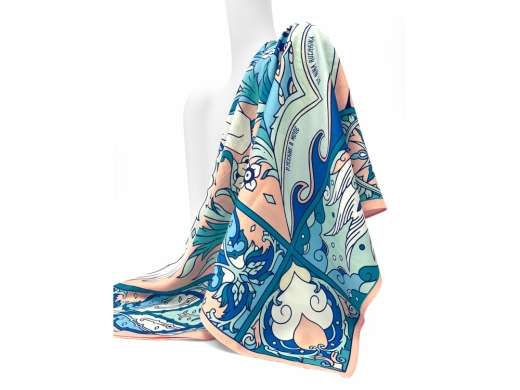 Изображение №5 | Платок «Царевна Лебедь» (синий, белый, розовый)