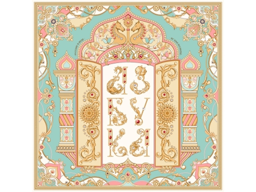 Изображение №1 | Платок «Русская Азбука» (голубой, бежевый)