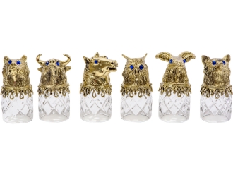 Изображение №4 | Подарочный набор «Русская охота» (стопки- прозрачный/золотистый, шкатулка- темно-коричневый/рыжий)