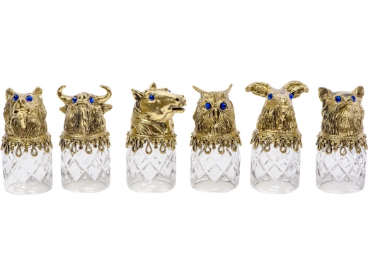 Изображение №4 | Подарочный набор «Русская охота» (стопки- прозрачный/золотистый, шкатулка- темно-коричневый/рыжий)