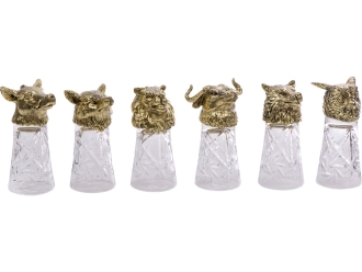 Изображение №4 | Подарочный набор «Русская охота» (стопки- прозрачный/серебристый, шкатулка- темно-коричневый/молочный)