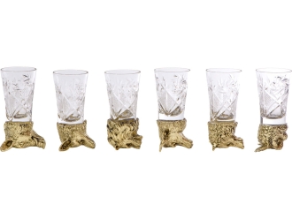 Изображение №5 | Подарочный набор «Русская охота» (стопки- прозрачный/серебристый, шкатулка- темно-коричневый/молочный)