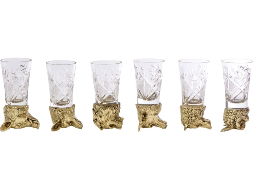 Изображение №5 | Подарочный набор «Русская охота» (стопки- прозрачный/серебристый, шкатулка- темно-коричневый/молочный)