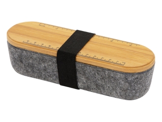 Изображение №2 | Пенал с линейкой и подставкой для телефона из бамбука «Haruki» (натуральный, серый)