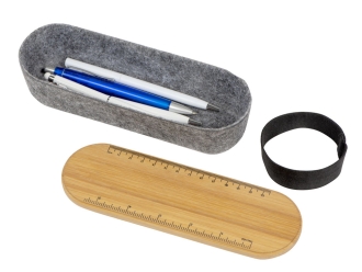 Изображение №6 | Пенал с линейкой и подставкой для телефона из бамбука «Haruki» (натуральный, серый)