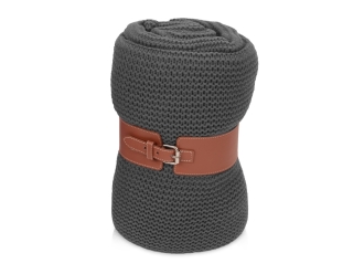 Изображение №1 | Плед акриловый «Chain» без кожаного ремня (темно-серый, коричневый)