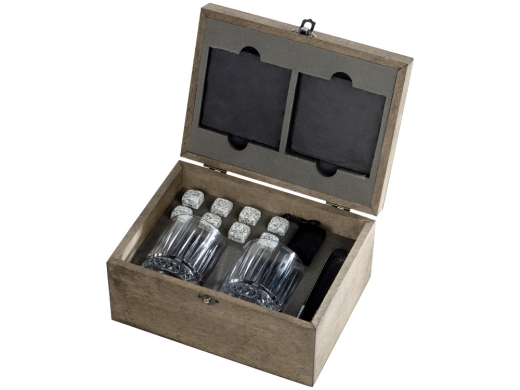 Изображение №1 | Набор для виски в подарочной коробке «Jack» (коричневый, прозрачный)