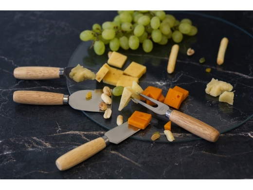 Изображение №9 | Набор для сыра со стеклянной доской «Gauda» (прозрачный, натуральный, коричневый)