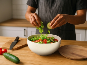 Изображение №11 | Салатник из натуральных волокон с бамбуковой крышкой «Bowl» (бежевый)