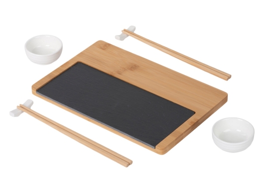 Изображение №1 | Набор для суши со сланцевой доской «Maki» (черный, коричневый, белый)
