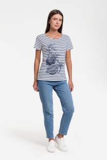 Изображение №3 | Футболка женская Grand Granat New, белая с синим, размер XS